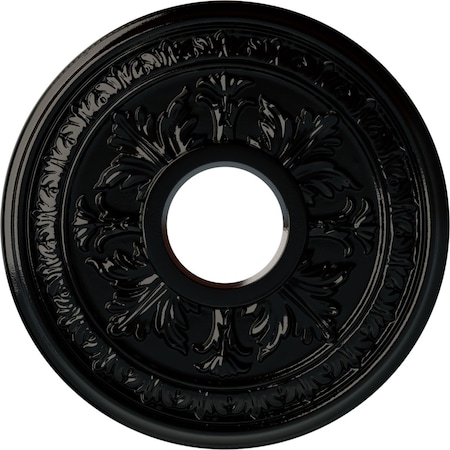 Ekena Millwork Baltimore Ceiling Medallion (Canopies up to 5 1/2"), 15 3/8"OD x 4 1/4"ID x 1 1/2"P, Black Pearl CM15BABPS